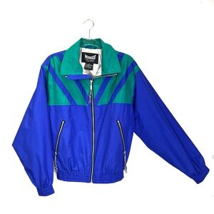 Vintage Marker Windbreaker Jacket 80s 90s Blue Green Colorblock Men’s Size Small